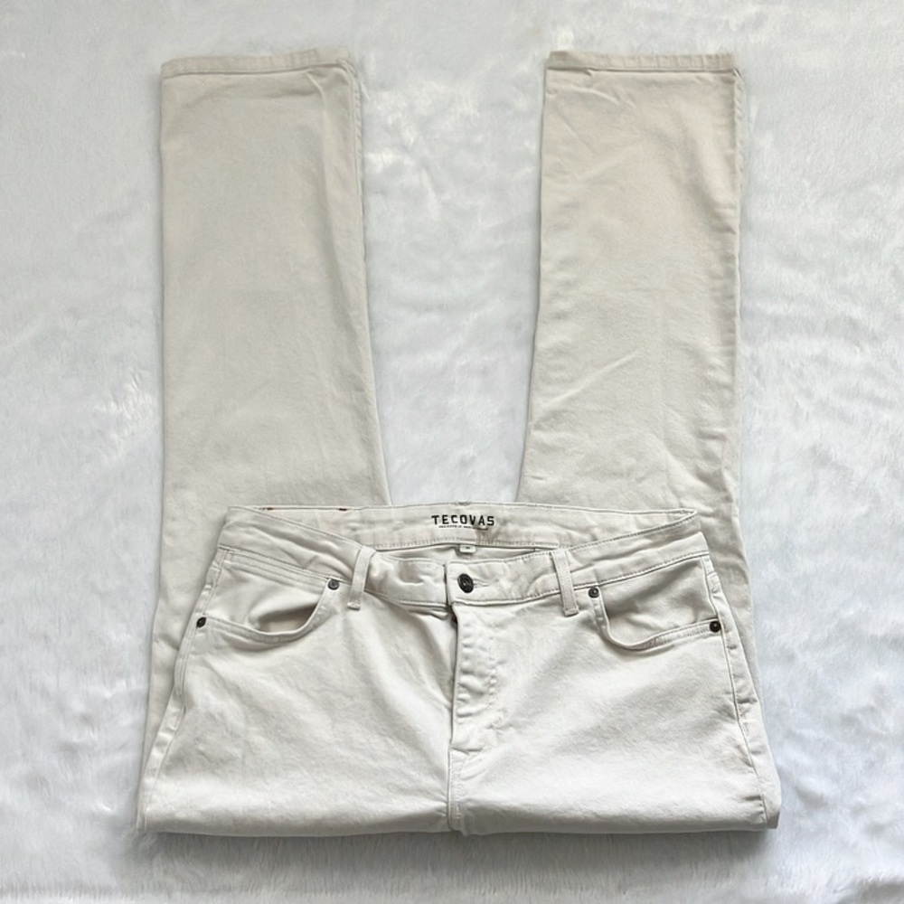 Like New Tecovas Cream Natural High Rise Straight Jeans, Size 30 - Picture 2 of 8